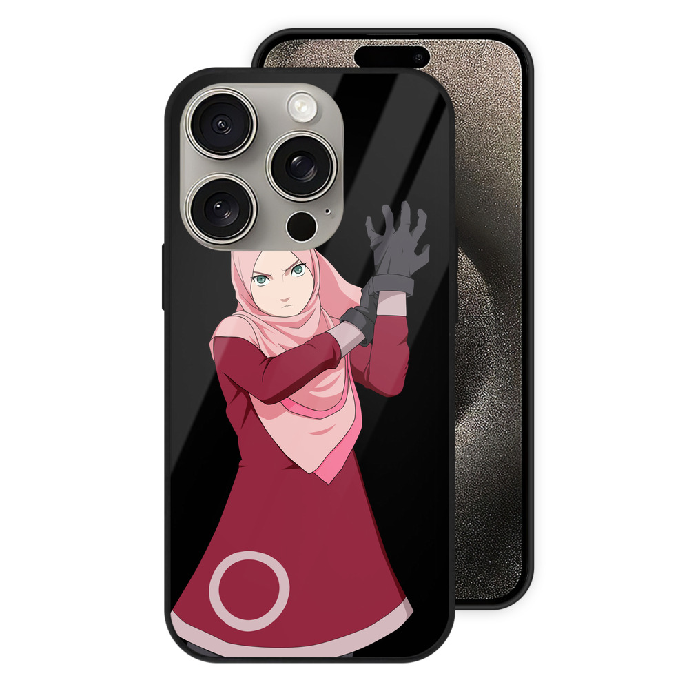 （画像用） NARUTO -ナルト- 春野サクラ Haruno Sakura 【iPhone15Pro対応】スマホケース 耐衝撃＆黄変防止 背面ガラス