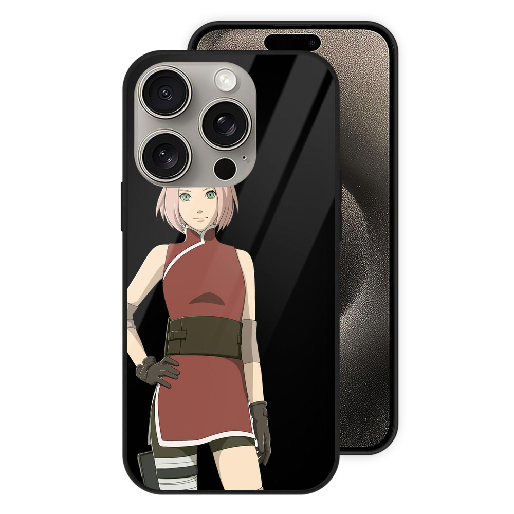 （画像用） NARUTO -ナルト- 春野サクラ Haruno Sakura 【iPhone15Pro対応】スマホケース 耐衝撃＆黄変防止 背面ガラス