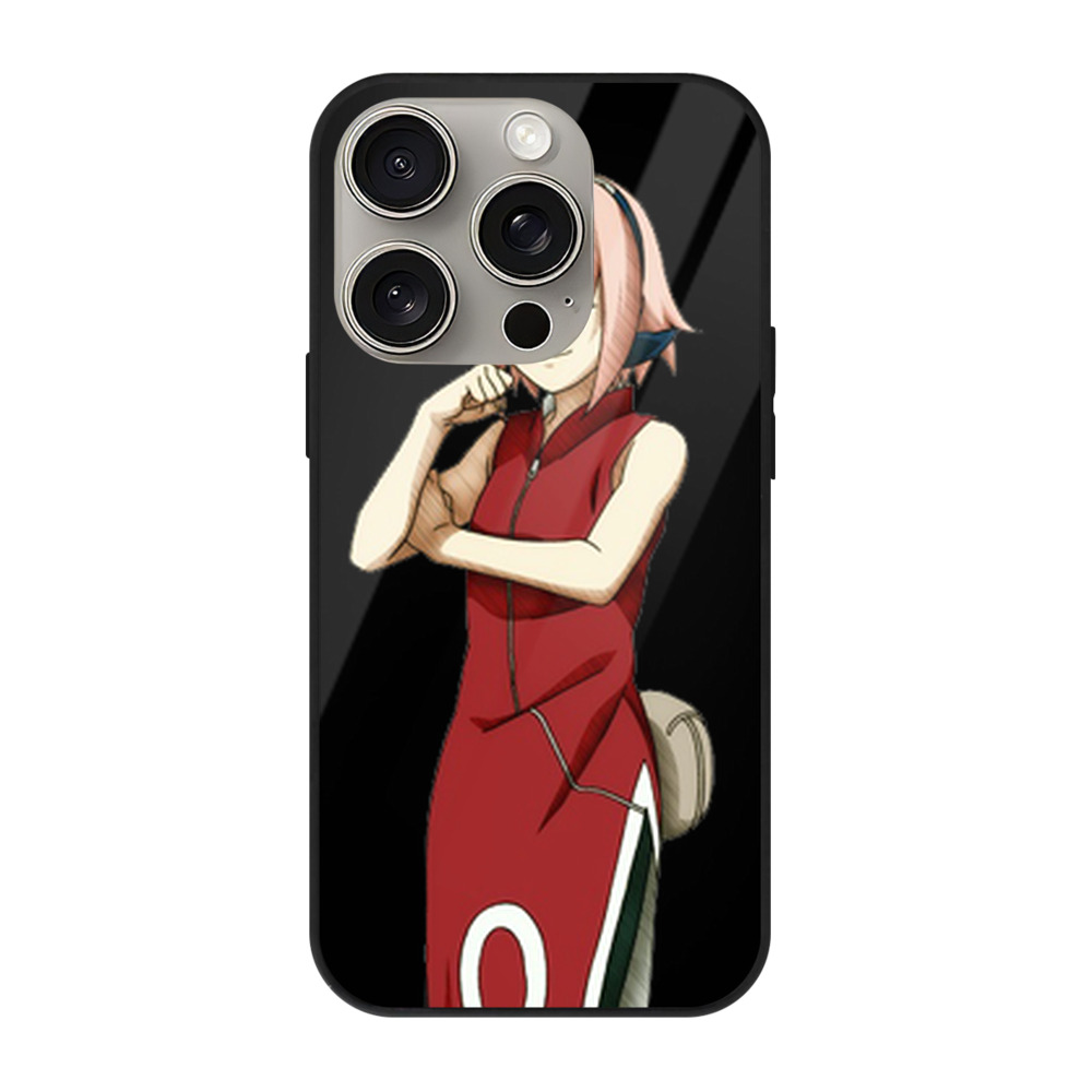 （画像用） NARUTO -ナルト- 春野サクラ Haruno Sakura 【iPhone15Pro対応】スマホケース 耐衝撃＆黄変防止 背面ガラス