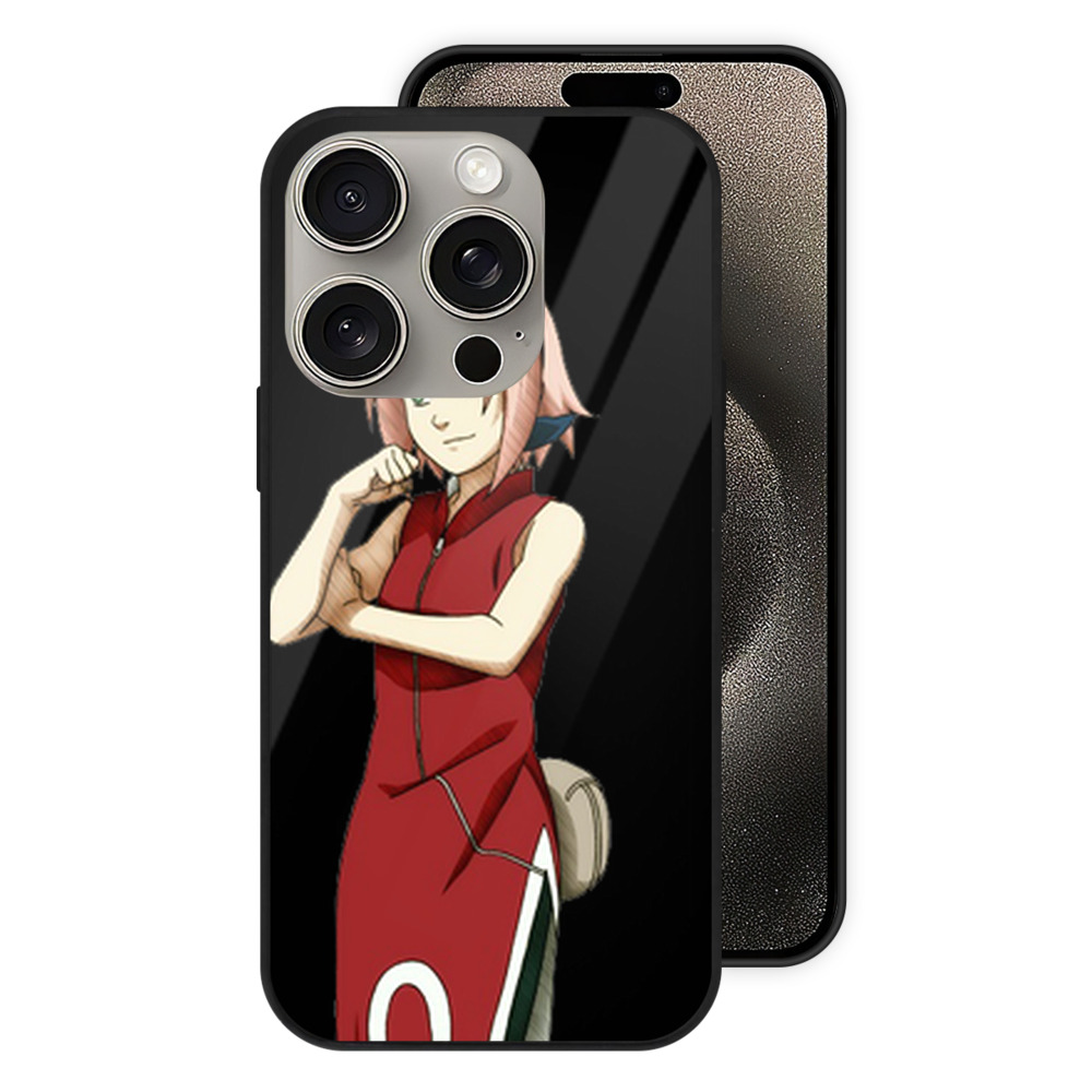 （画像用） NARUTO -ナルト- 春野サクラ Haruno Sakura 【iPhone15Pro対応】スマホケース 耐衝撃＆黄変防止 背面ガラス