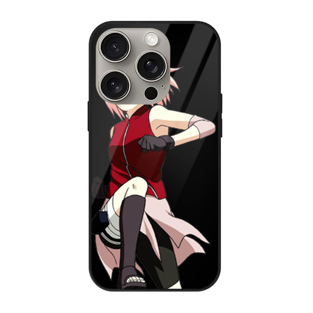 （画像用） NARUTO -ナルト- 春野サクラ Haruno Sakura 【iPhone15Pro対応】スマホケース 耐衝撃＆黄変防止 背面ガラス