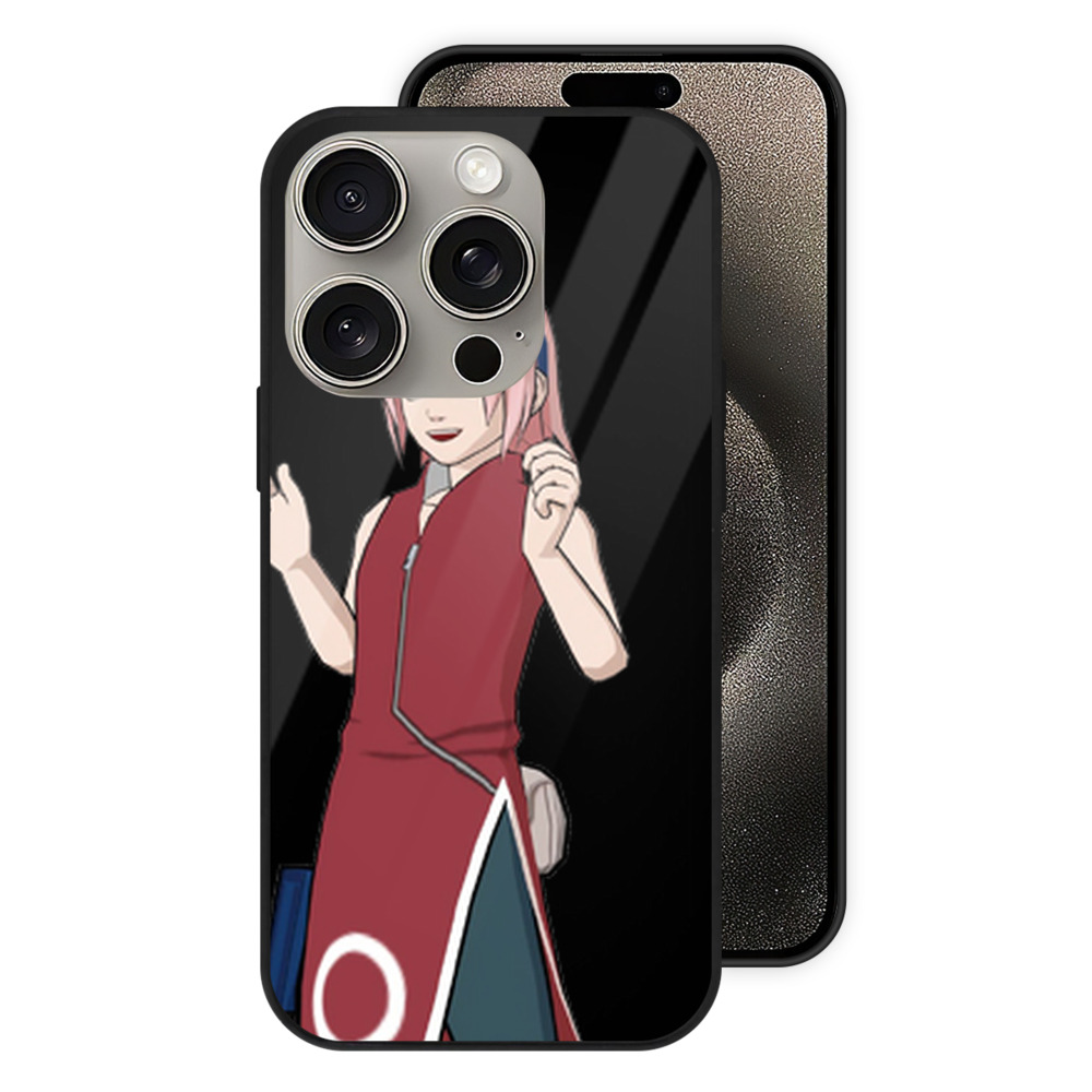 （画像用） NARUTO -ナルト- 春野サクラ Haruno Sakura 【iPhone15Pro対応】スマホケース 耐衝撃＆黄変防止 背面ガラス