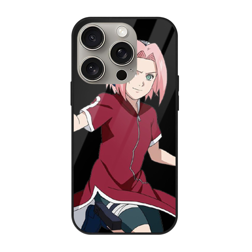 （画像用） NARUTO -ナルト- 春野サクラ Haruno Sakura 【iPhone15Pro対応】スマホケース 耐衝撃＆黄変防止 背面ガラス