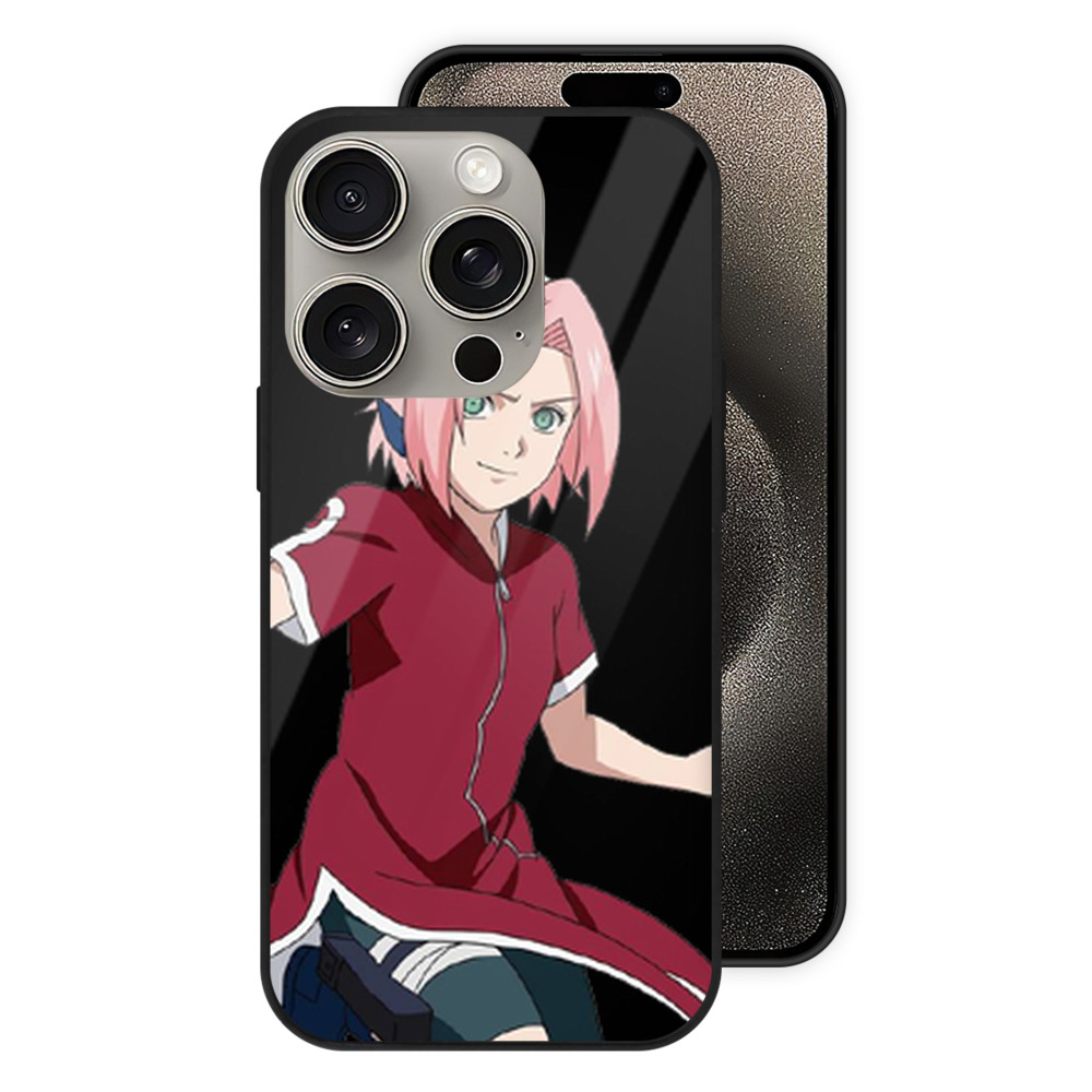 （画像用） NARUTO -ナルト- 春野サクラ Haruno Sakura 【iPhone15Pro対応】スマホケース 耐衝撃＆黄変防止 背面ガラス