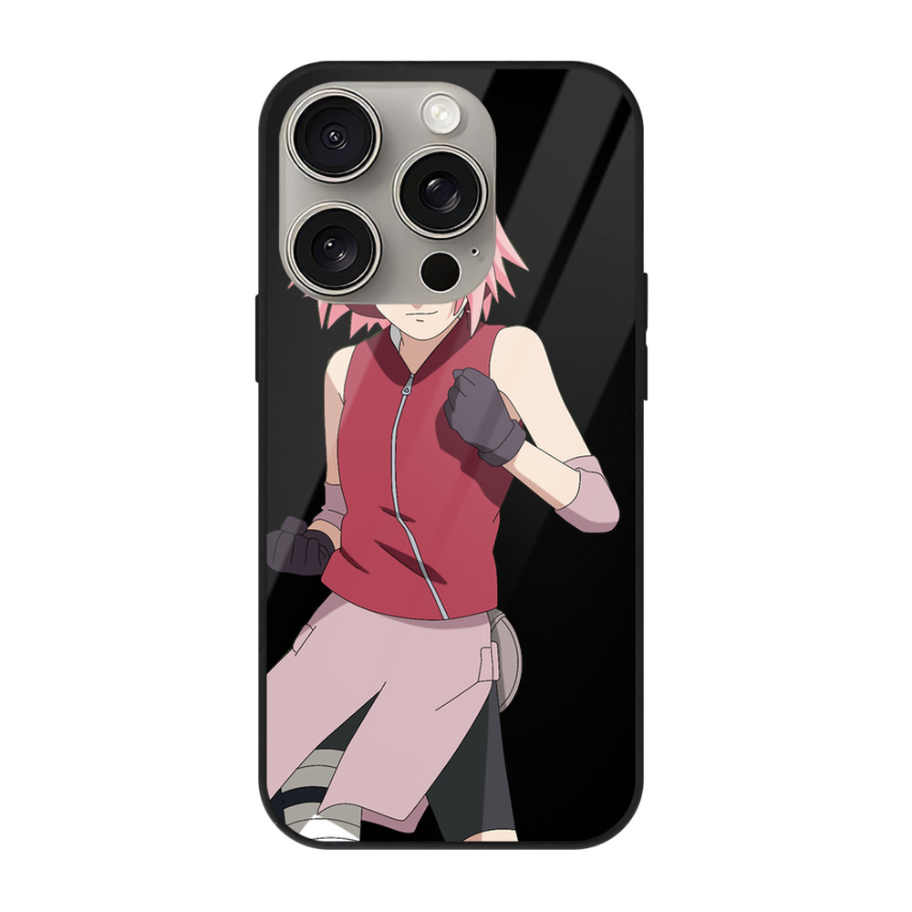 （画像用） NARUTO -ナルト- 春野サクラ Haruno Sakura 【iPhone15Pro対応】スマホケース 耐衝撃＆黄変防止 背面ガラス