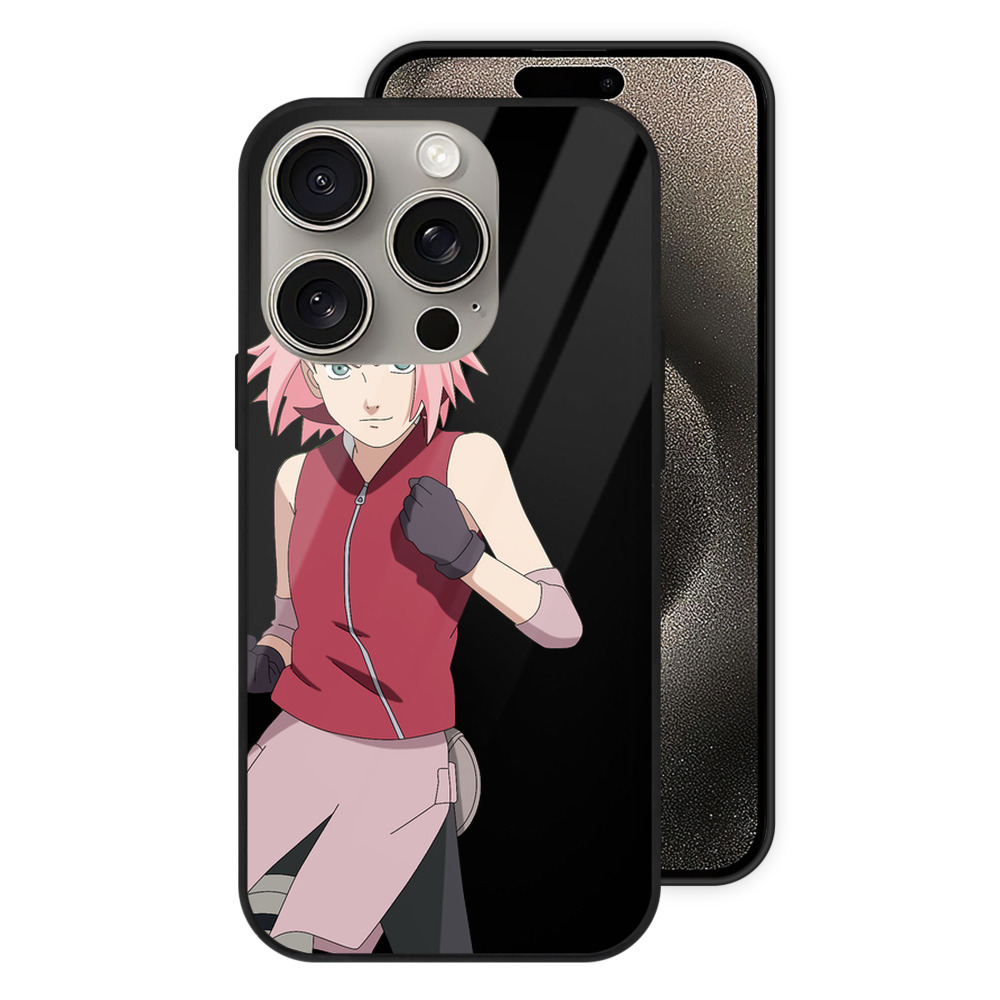 （画像用） NARUTO -ナルト- 春野サクラ Haruno Sakura 【iPhone15Pro対応】スマホケース 耐衝撃＆黄変防止 背面ガラス
