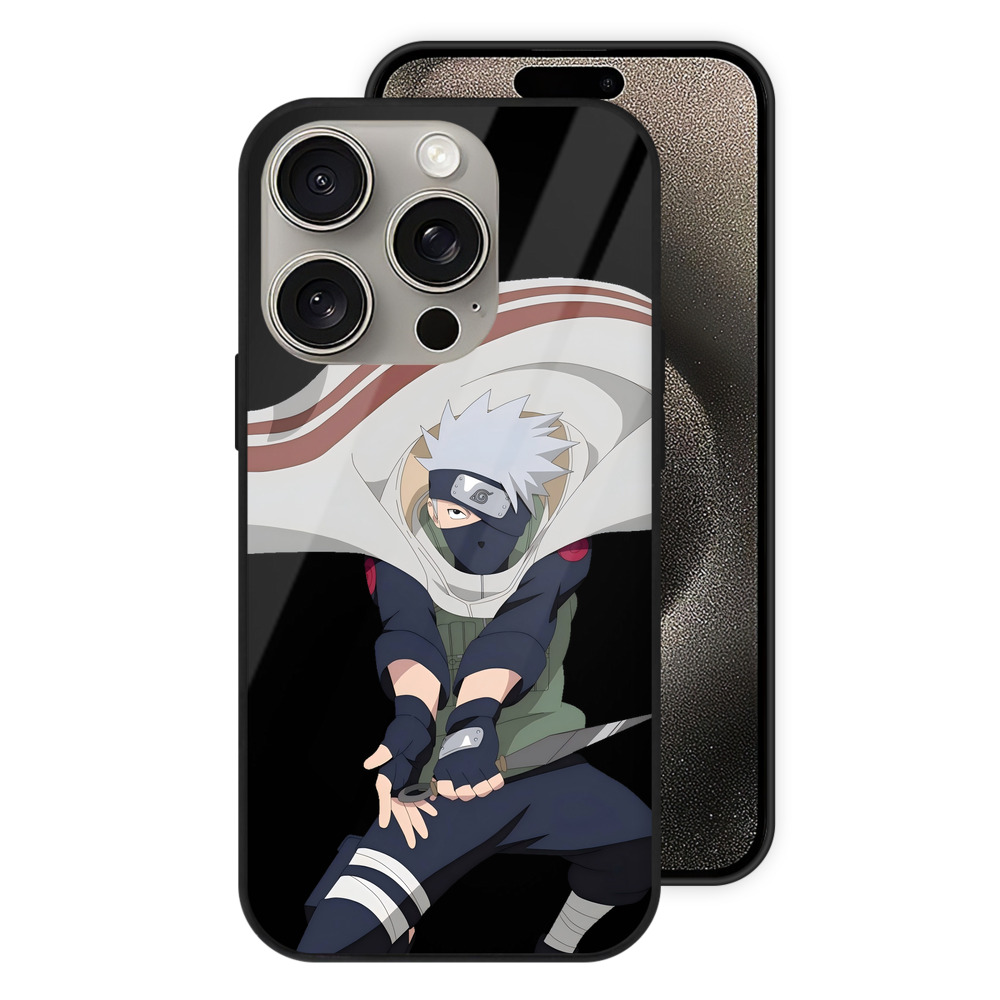 （画像用） NARUTO -ナルト- はたけ カカシ Hatake Kakashi 【iPhone15Pro対応】スマホケース 耐衝撃＆黄変防止 背面ガラス