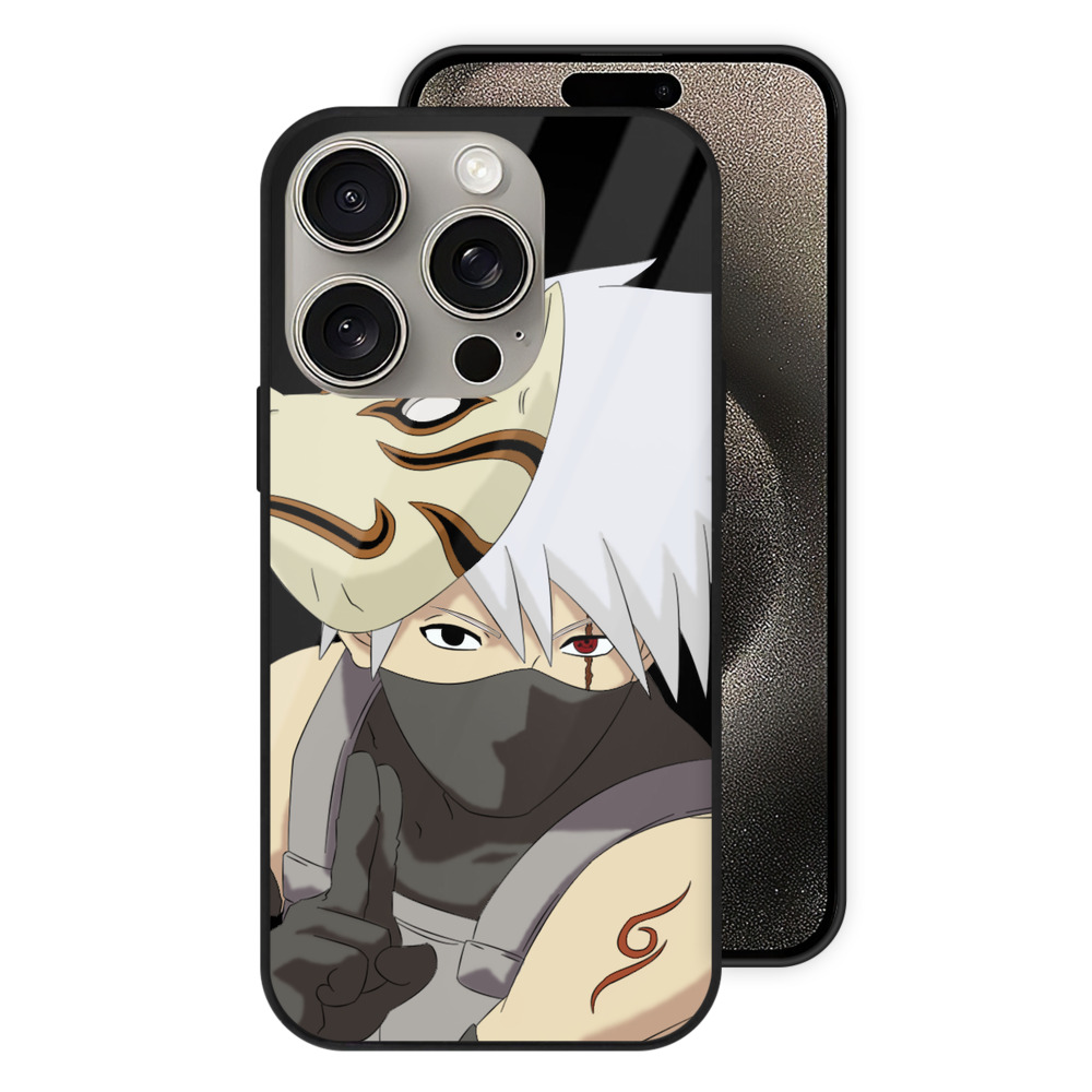 （画像用） NARUTO -ナルト- はたけ カカシ Hatake Kakashi 【iPhone15Pro対応】スマホケース 耐衝撃＆黄変防止 背面ガラス