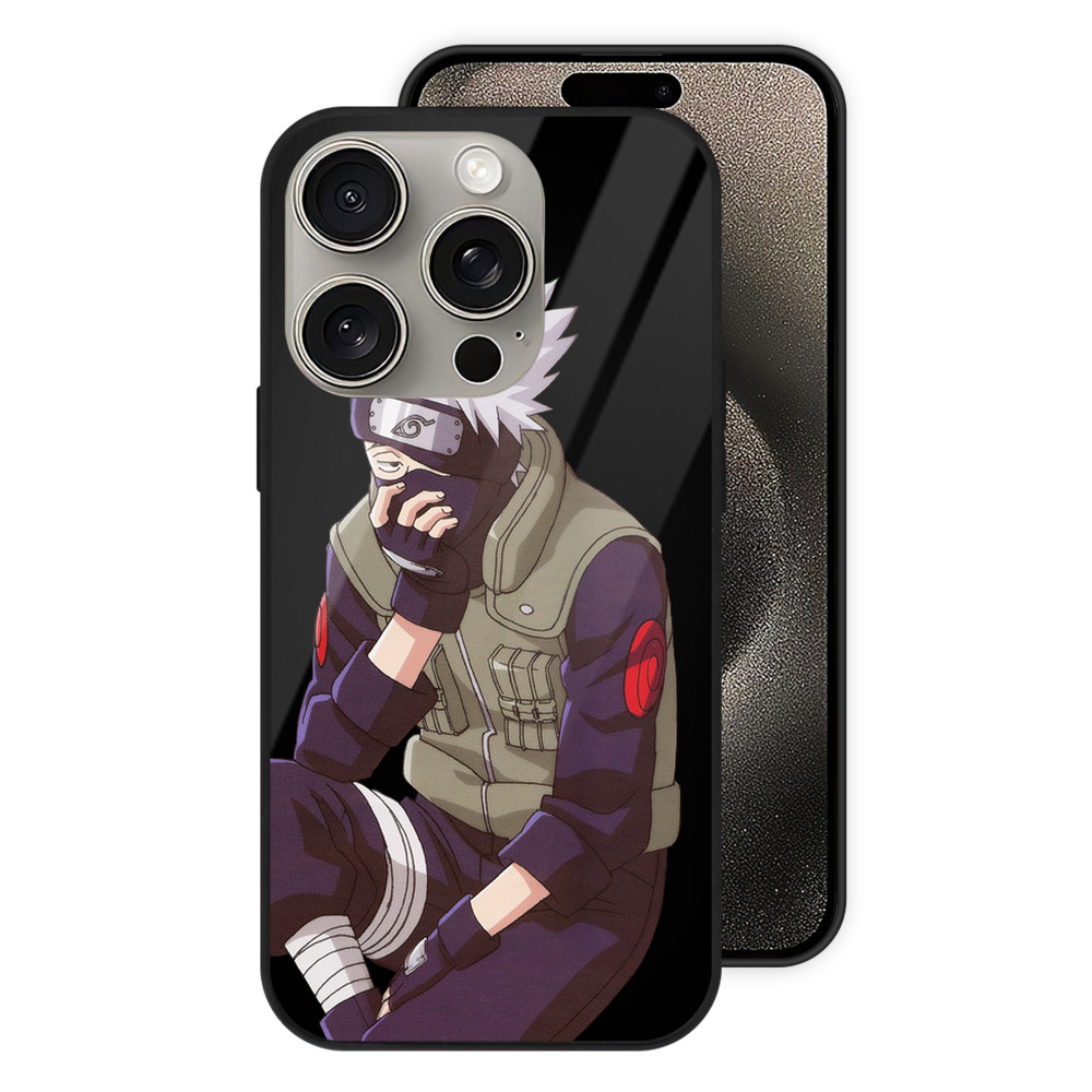 （画像用） NARUTO -ナルト- はたけ カカシ Hatake Kakashi 【iPhone15Pro対応】スマホケース 耐衝撃＆黄変防止 背面ガラス