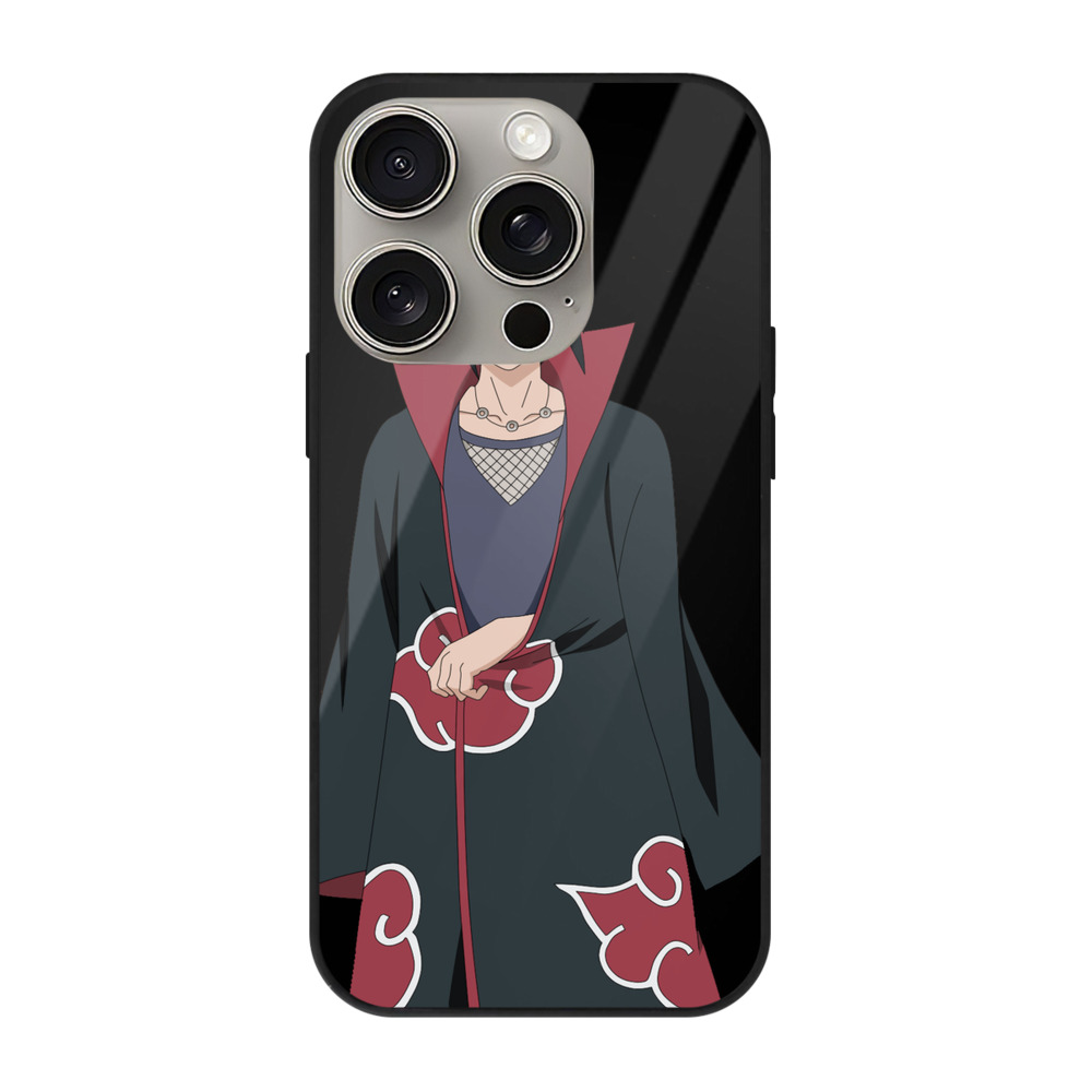 （画像用） NARUTO -ナルト- うちは イタチ Uchiha Itachi 【iPhone15Pro対応】スマホケース 耐衝撃＆黄変防止 背面ガラス