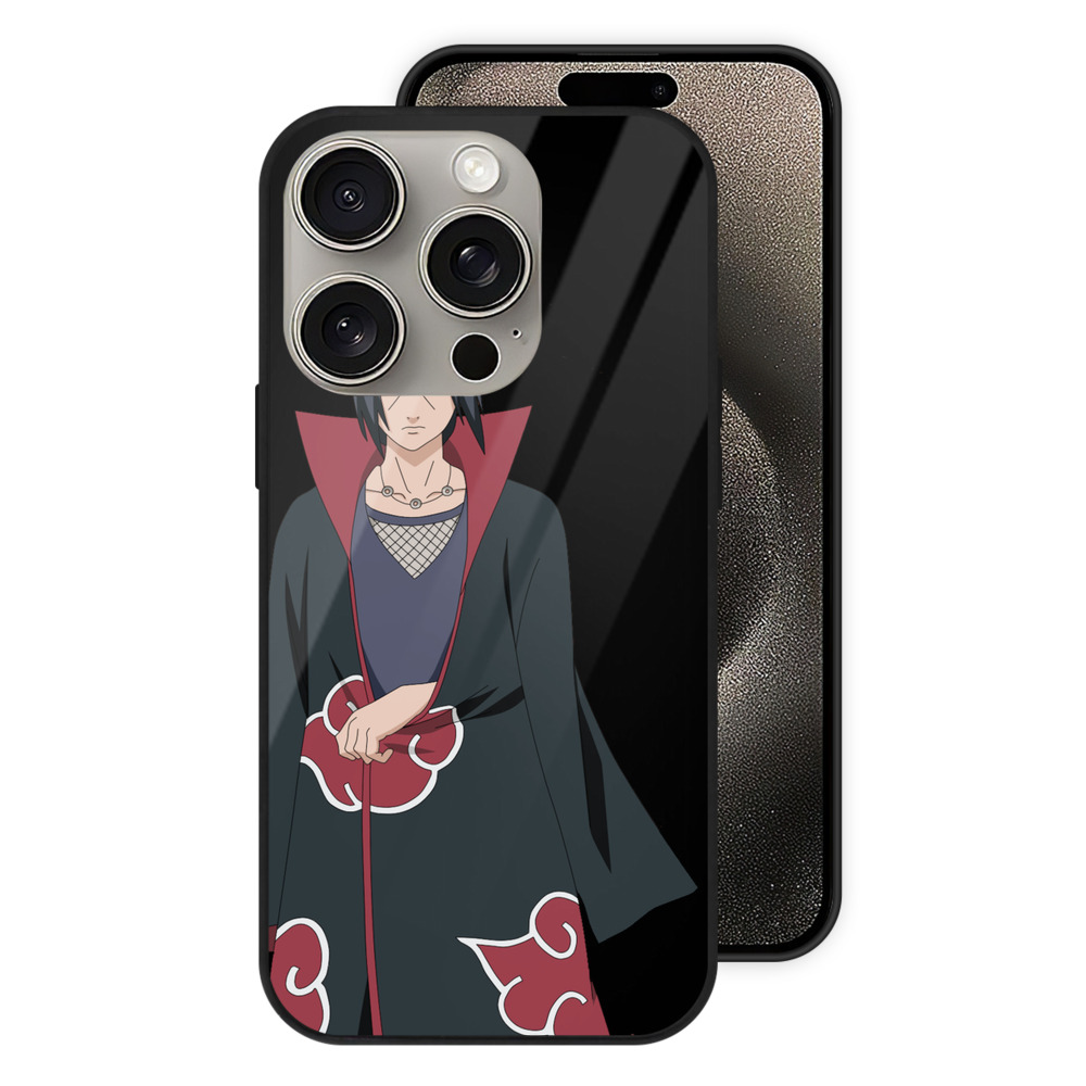 （画像用） NARUTO -ナルト- うちは イタチ Uchiha Itachi 【iPhone15Pro対応】スマホケース 耐衝撃＆黄変防止 背面ガラス