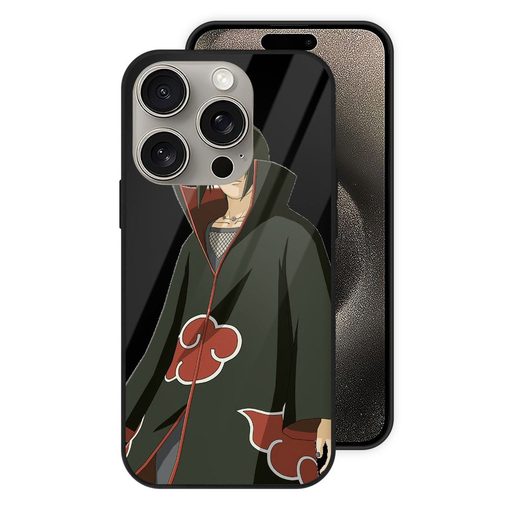 （画像用） NARUTO -ナルト- うちは イタチ Uchiha Itachi 【iPhone15Pro対応】スマホケース 耐衝撃＆黄変防止 背面ガラス