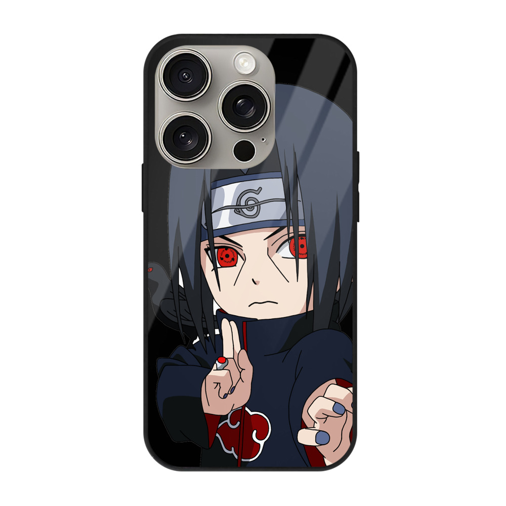 （画像用） NARUTO -ナルト- うちは イタチ Uchiha Itachi 【iPhone15Pro対応】スマホケース 耐衝撃＆黄変防止 背面ガラス