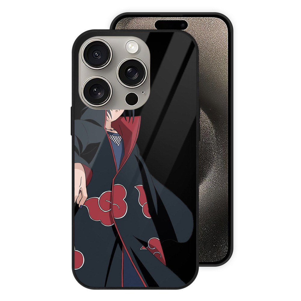 （画像用） NARUTO -ナルト- うちは イタチ Uchiha Itachi 【iPhone15Pro対応】スマホケース 耐衝撃＆黄変防止 背面ガラス