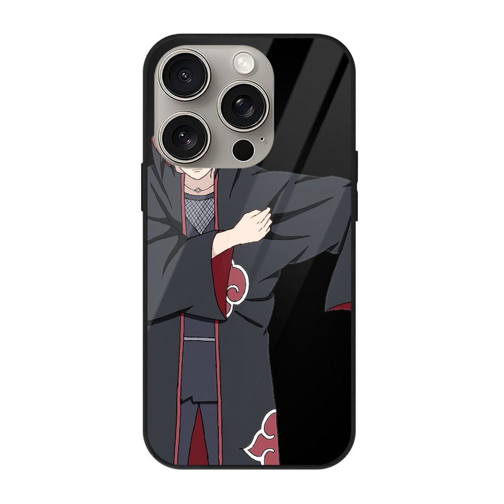 （画像用） NARUTO -ナルト- うちは イタチ Uchiha Itachi 【iPhone15Pro対応】スマホケース 耐衝撃＆黄変防止 背面ガラス