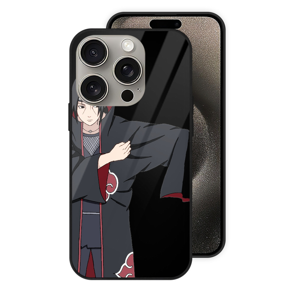 （画像用） NARUTO -ナルト- うちは イタチ Uchiha Itachi 【iPhone15Pro対応】スマホケース 耐衝撃＆黄変防止 背面ガラス