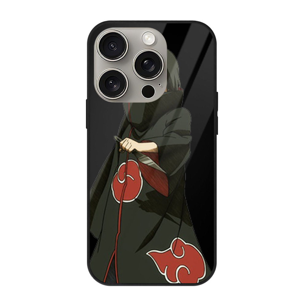 （画像用） NARUTO -ナルト- うちは イタチ Uchiha Itachi 【iPhone15Pro対応】スマホケース 耐衝撃＆黄変防止 背面ガラス