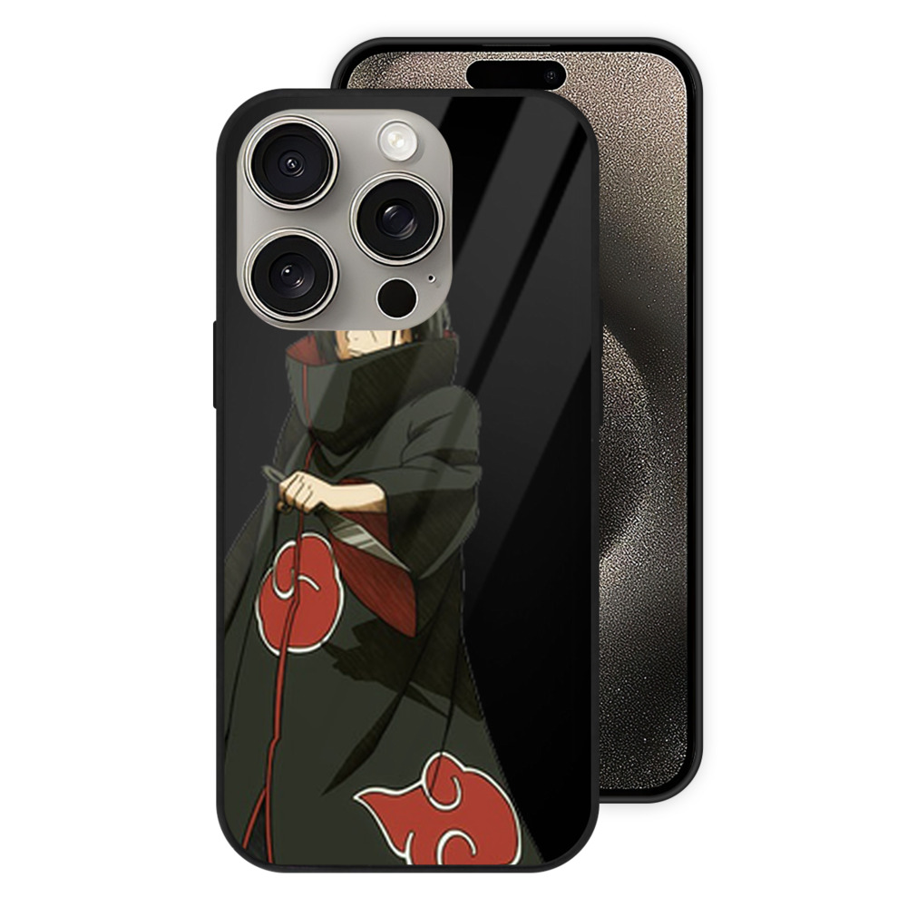 （画像用） NARUTO -ナルト- うちは イタチ Uchiha Itachi 【iPhone15Pro対応】スマホケース 耐衝撃＆黄変防止 背面ガラス