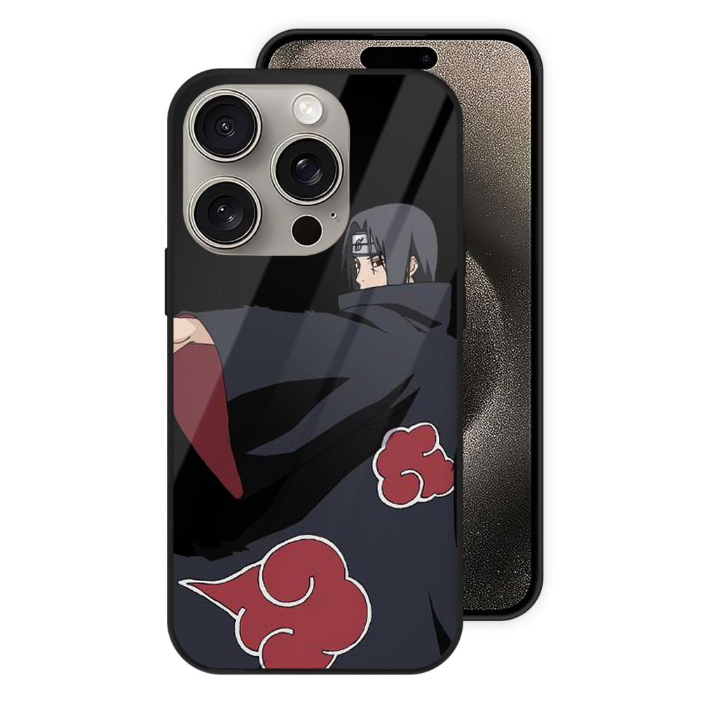 （画像用） NARUTO -ナルト- うちは イタチ Uchiha Itachi 【iPhone15Pro対応】スマホケース 耐衝撃＆黄変防止 背面ガラス