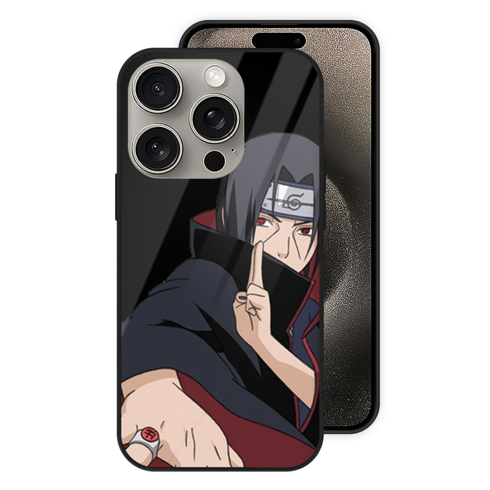 （画像用） NARUTO -ナルト- うちは イタチ Uchiha Itachi 【iPhone15Pro対応】スマホケース 耐衝撃＆黄変防止 背面ガラス