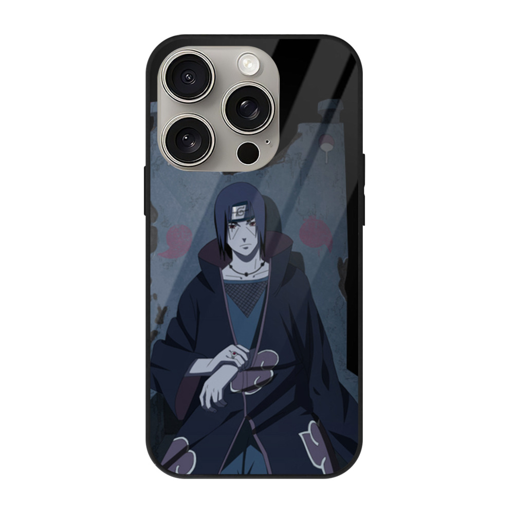 （画像用） NARUTO -ナルト- うちは イタチ Uchiha Itachi 【iPhone15Pro対応】スマホケース 耐衝撃＆黄変防止 背面ガラス