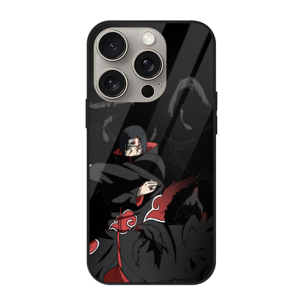 （画像用） NARUTO -ナルト- うちは イタチ Uchiha Itachi 【iPhone15Pro対応】スマホケース 耐衝撃＆黄変防止 背面ガラス