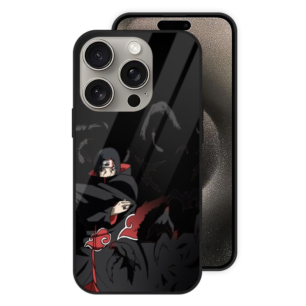 （画像用） NARUTO -ナルト- うちは イタチ Uchiha Itachi 【iPhone15Pro対応】スマホケース 耐衝撃＆黄変防止 背面ガラス