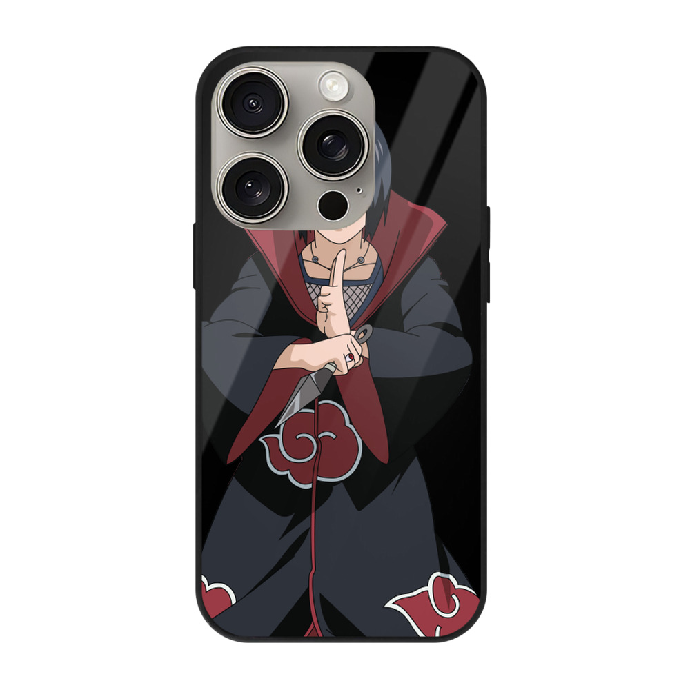 （画像用） NARUTO -ナルト- うちは イタチ Uchiha Itachi 【iPhone15Pro対応】スマホケース 耐衝撃＆黄変防止 背面ガラス
