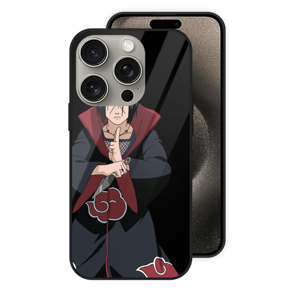 （画像用） NARUTO -ナルト- うちは イタチ Uchiha Itachi 【iPhone15Pro対応】スマホケース 耐衝撃＆黄変防止 背面ガラス