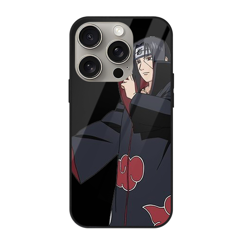 （画像用） NARUTO -ナルト- うちは イタチ Uchiha Itachi 【iPhone15Pro対応】スマホケース 耐衝撃＆黄変防止 背面ガラス
