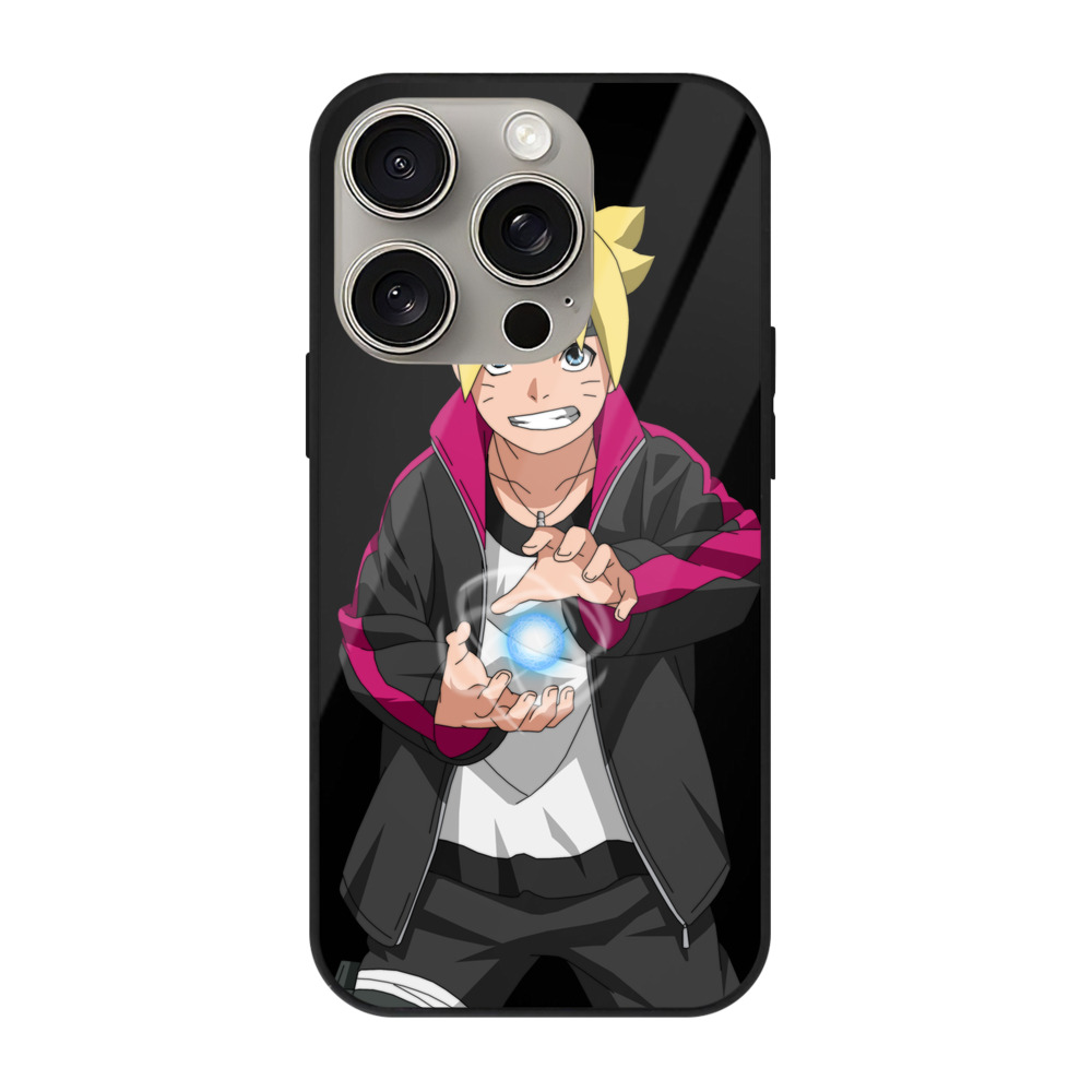（画像用） NARUTO -ナルト- うずまき ボルト Uzumaki Boruto 【iPhone15Pro対応】スマホケース 耐衝撃＆黄変防止 背面ガラス