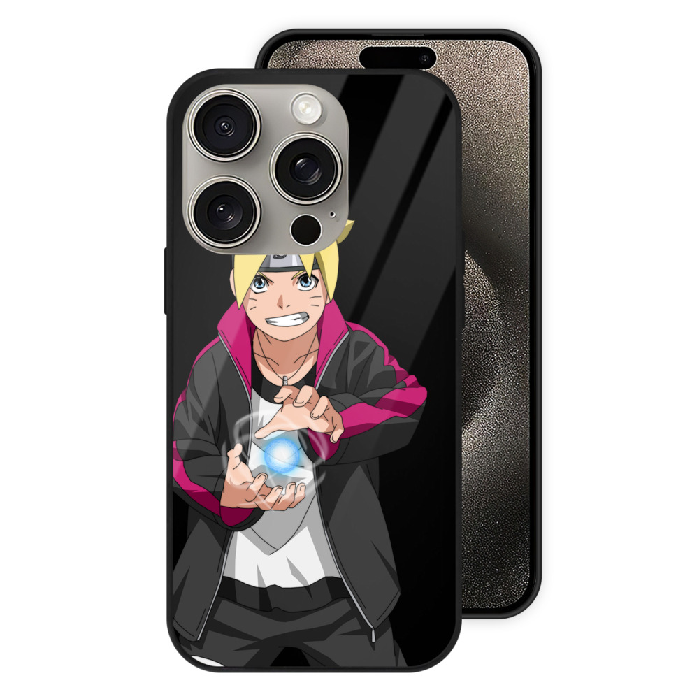 （画像用） NARUTO -ナルト- うずまき ボルト Uzumaki Boruto 【iPhone15Pro対応】スマホケース 耐衝撃＆黄変防止 背面ガラス