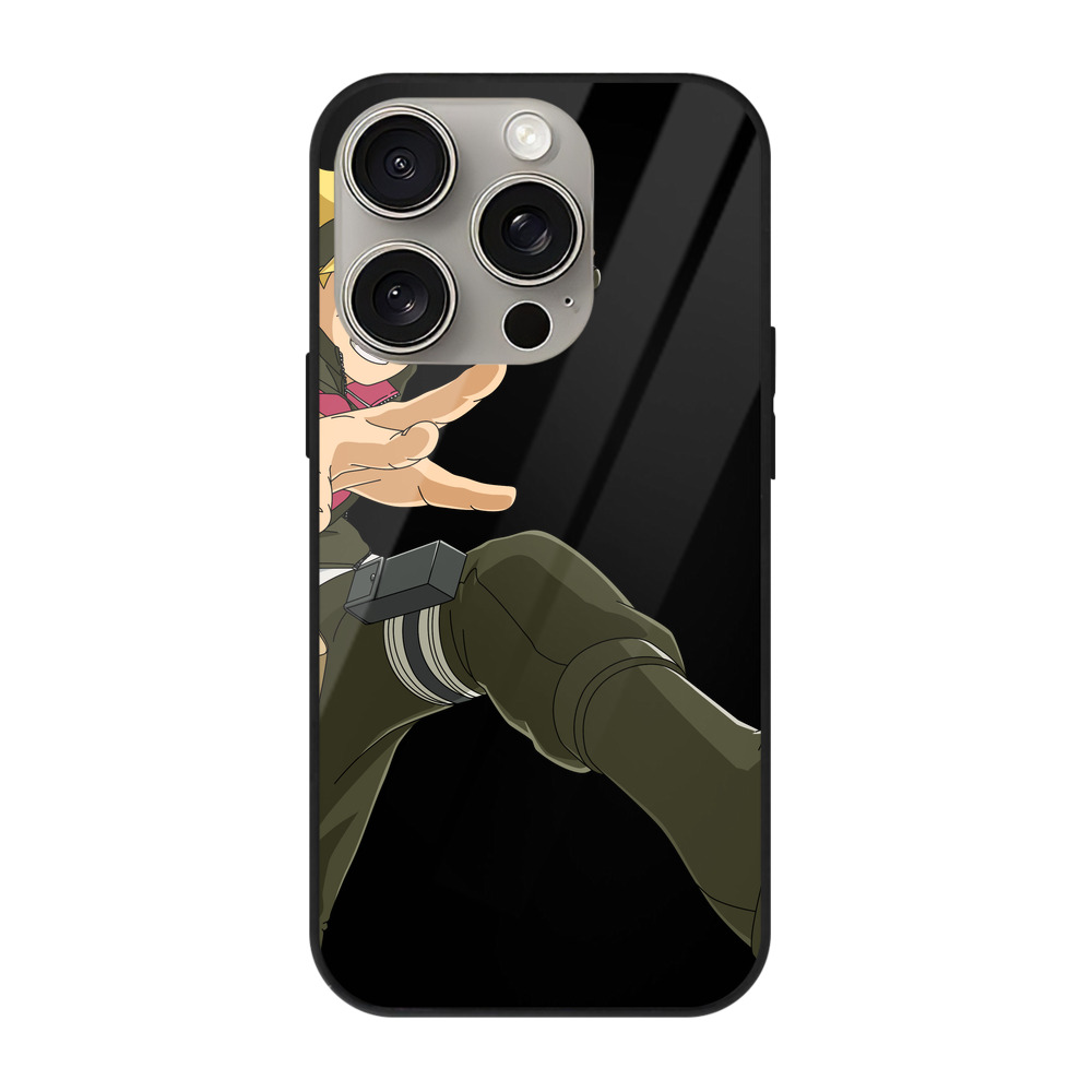 （画像用） NARUTO -ナルト- うずまき ボルト Uzumaki Boruto 【iPhone15Pro対応】スマホケース 耐衝撃＆黄変防止 背面ガラス