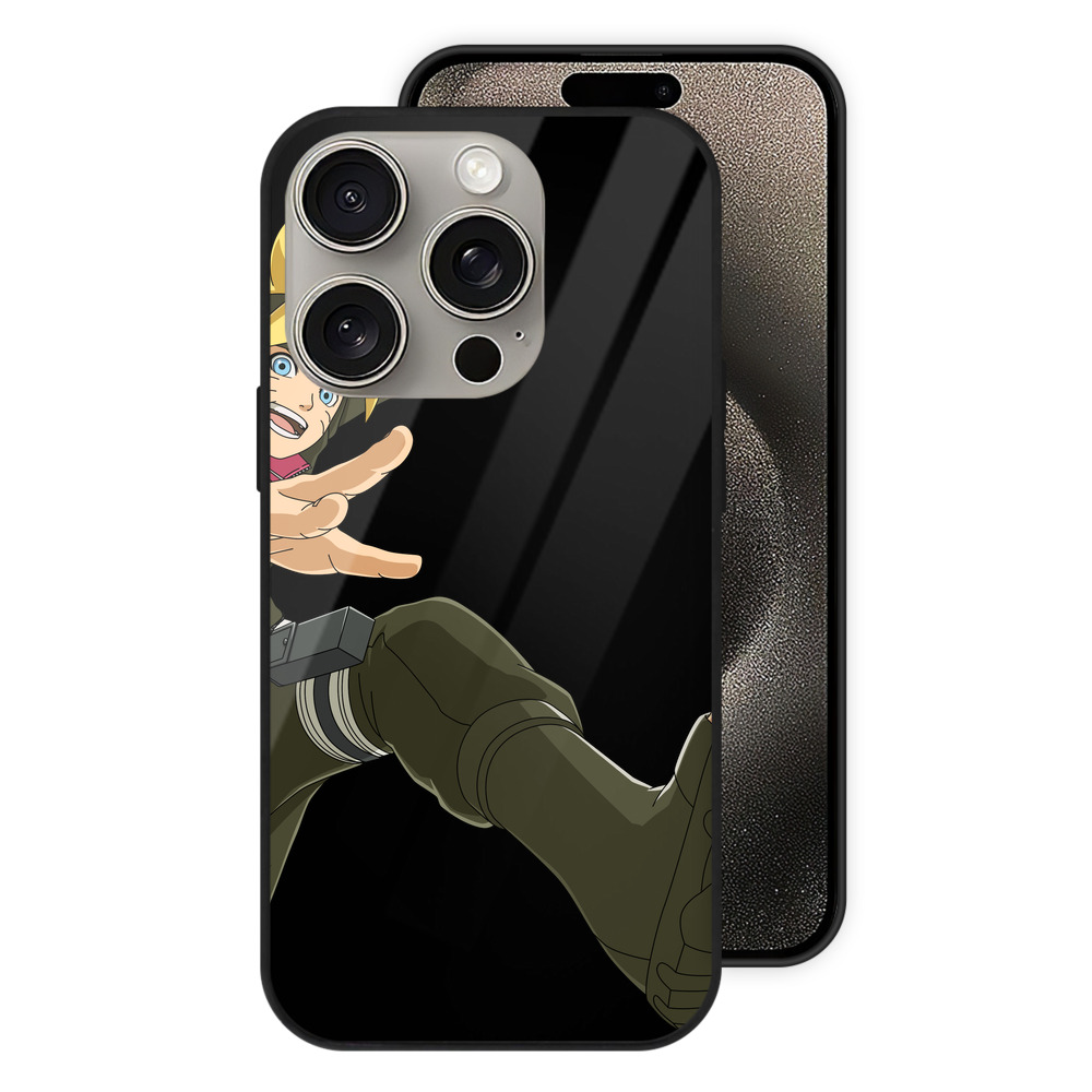 （画像用） NARUTO -ナルト- うずまき ボルト Uzumaki Boruto 【iPhone15Pro対応】スマホケース 耐衝撃＆黄変防止 背面ガラス