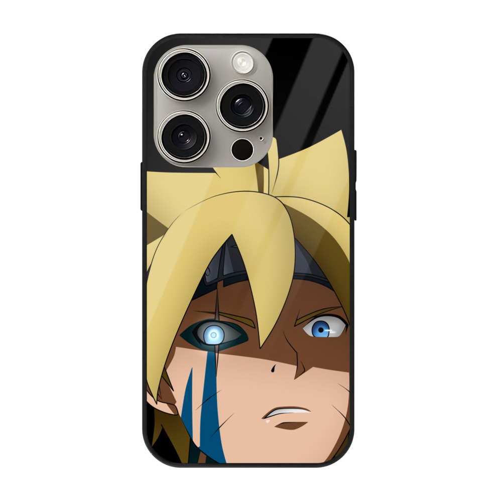 （画像用） NARUTO -ナルト- うずまき ボルト Uzumaki Boruto 【iPhone15Pro対応】スマホケース 耐衝撃＆黄変防止 背面ガラス