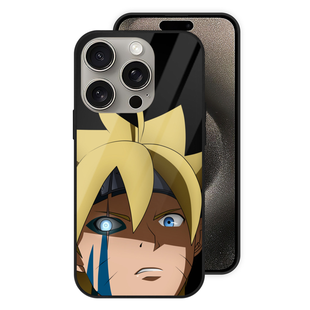 （画像用） NARUTO -ナルト- うずまき ボルト Uzumaki Boruto 【iPhone15Pro対応】スマホケース 耐衝撃＆黄変防止 背面ガラス