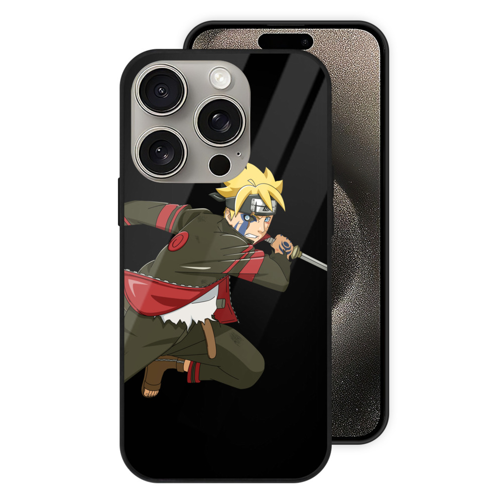 （画像用） NARUTO -ナルト- うずまき ボルト Uzumaki Boruto 【iPhone15Pro対応】スマホケース 耐衝撃＆黄変防止 背面ガラス