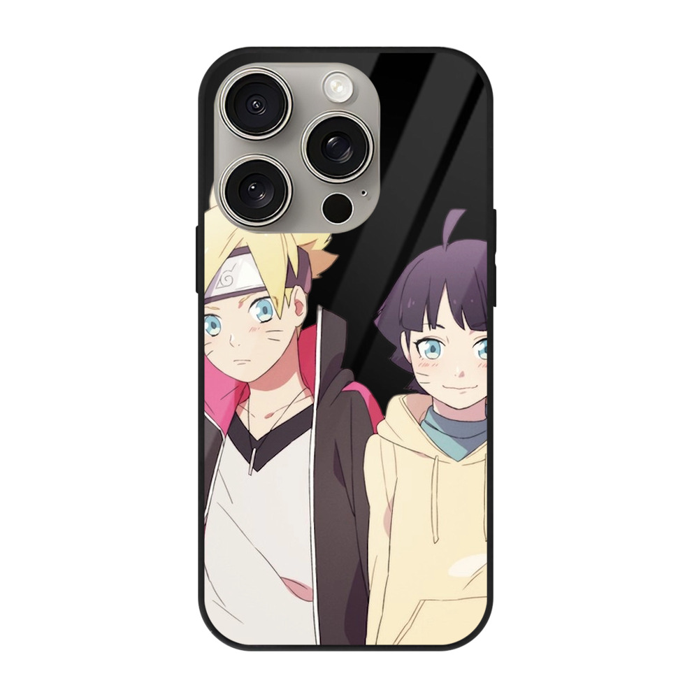 （画像用） NARUTO -ナルト- うずまき ボルト Uzumaki Boruto 【iPhone15Pro対応】スマホケース 耐衝撃＆黄変防止 背面ガラス