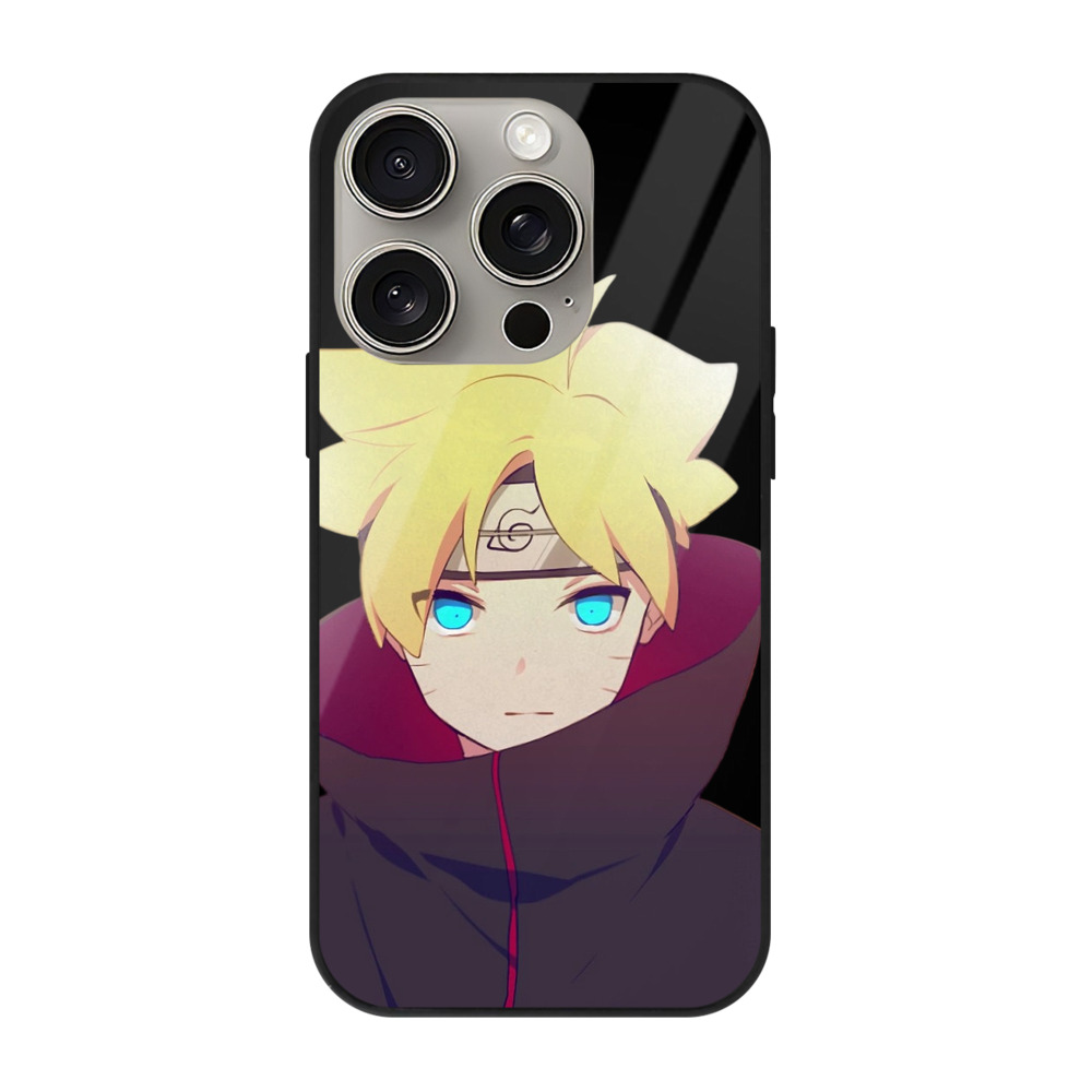 （画像用） NARUTO -ナルト- うずまき ボルト Uzumaki Boruto 【iPhone15Pro対応】スマホケース 耐衝撃＆黄変防止 背面ガラス