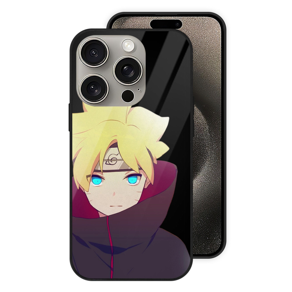 （画像用） NARUTO -ナルト- うずまき ボルト Uzumaki Boruto 【iPhone15Pro対応】スマホケース 耐衝撃＆黄変防止 背面ガラス