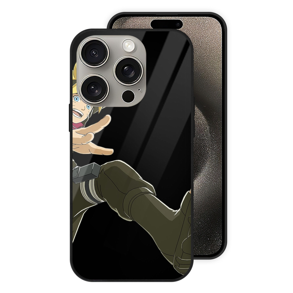 （画像用） NARUTO -ナルト- うずまき ボルト Uzumaki Boruto 【iPhone15Pro対応】スマホケース 耐衝撃＆黄変防止 背面ガラス