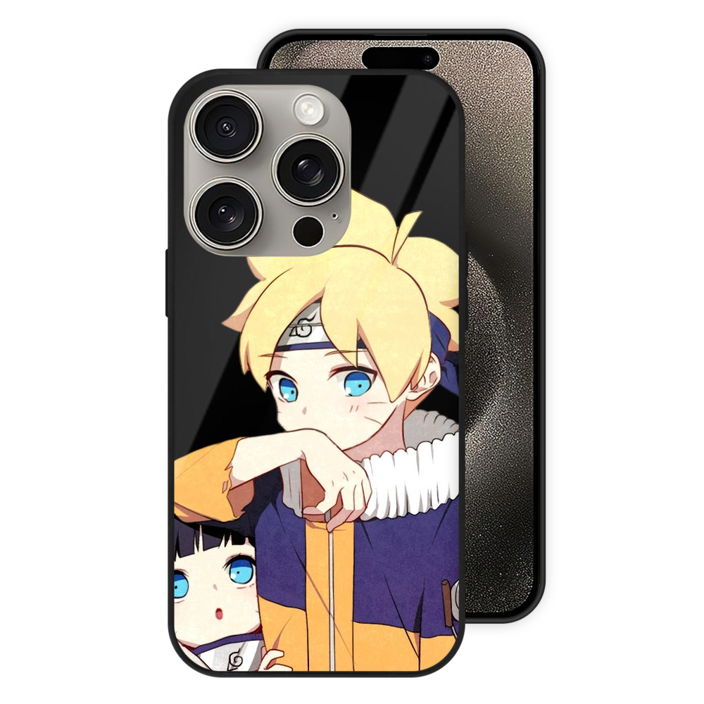 （画像用） NARUTO -ナルト- うずまき ボルト Uzumaki Boruto 【iPhone15Pro対応】スマホケース 耐衝撃＆黄変防止 背面ガラス