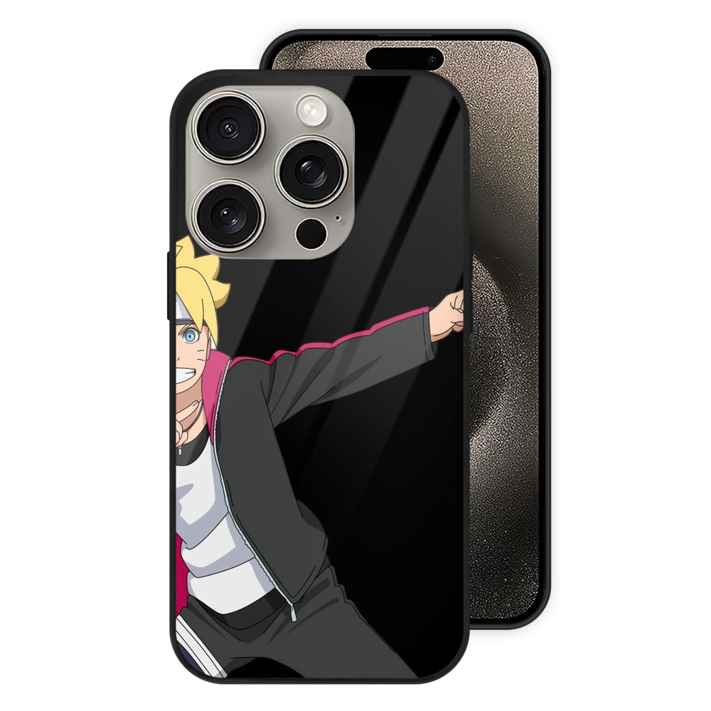 （画像用） NARUTO -ナルト- うずまき ボルト Uzumaki Boruto 【iPhone15Pro対応】スマホケース 耐衝撃＆黄変防止 背面ガラス