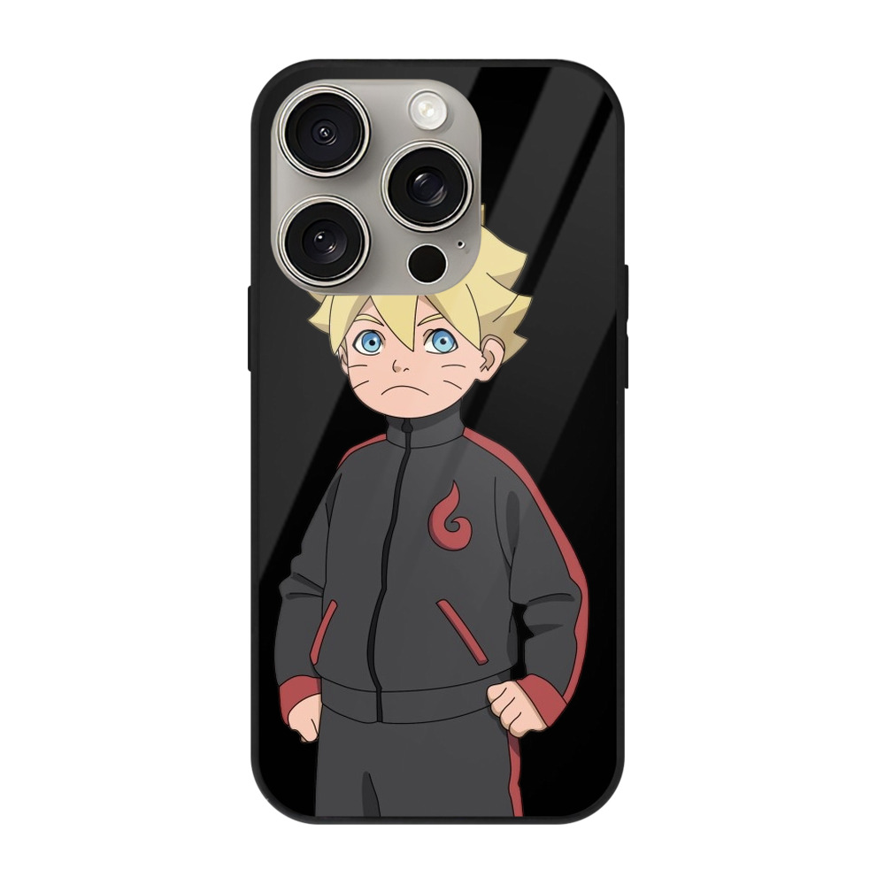 （画像用） NARUTO -ナルト- うずまき ボルト Uzumaki Boruto 【iPhone15Pro対応】スマホケース 耐衝撃＆黄変防止 背面ガラス