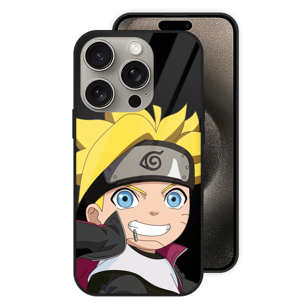（画像用） NARUTO -ナルト- うずまき ボルト Uzumaki Boruto 【iPhone15Pro対応】スマホケース 耐衝撃＆黄変防止 背面ガラス