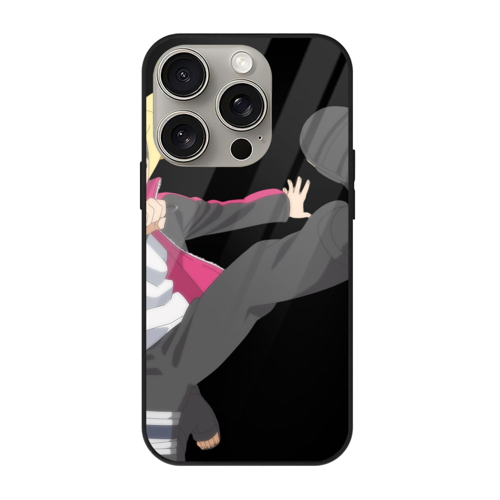 （画像用） NARUTO -ナルト- うずまき ボルト Uzumaki Boruto 【iPhone15Pro対応】スマホケース 耐衝撃＆黄変防止 背面ガラス