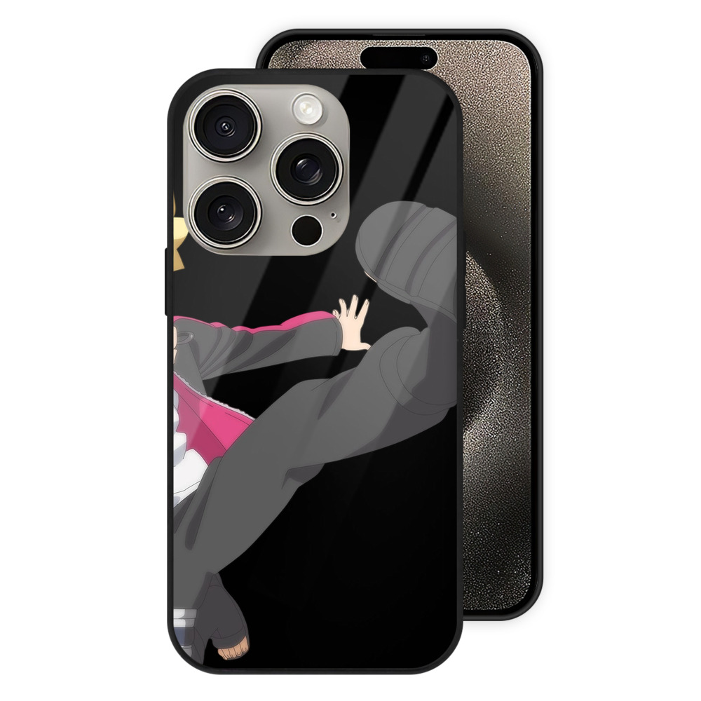 （画像用） NARUTO -ナルト- うずまき ボルト Uzumaki Boruto 【iPhone15Pro対応】スマホケース 耐衝撃＆黄変防止 背面ガラス