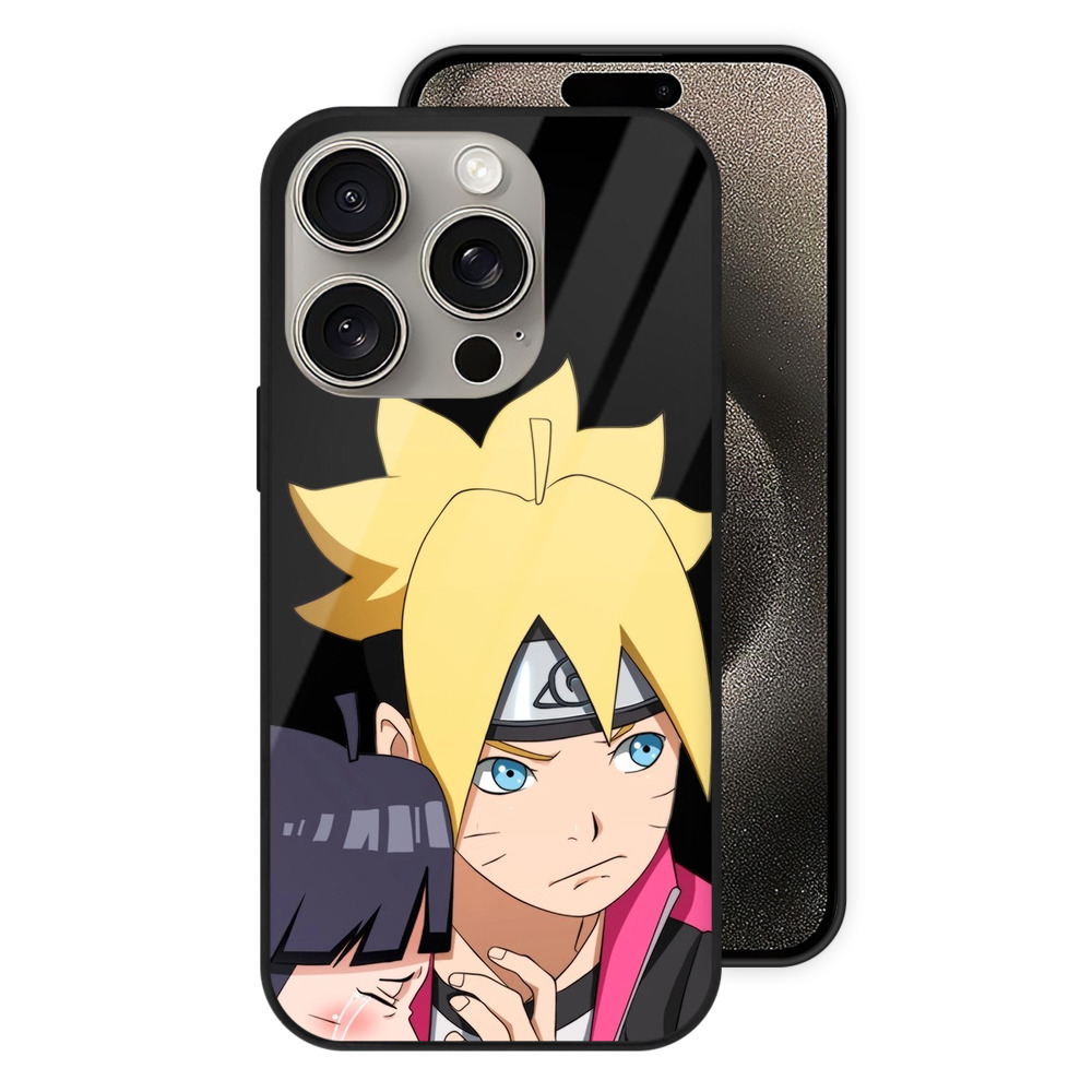 （画像用） NARUTO -ナルト- うずまき ボルト Uzumaki Boruto 【iPhone15Pro対応】スマホケース 耐衝撃＆黄変防止 背面ガラス