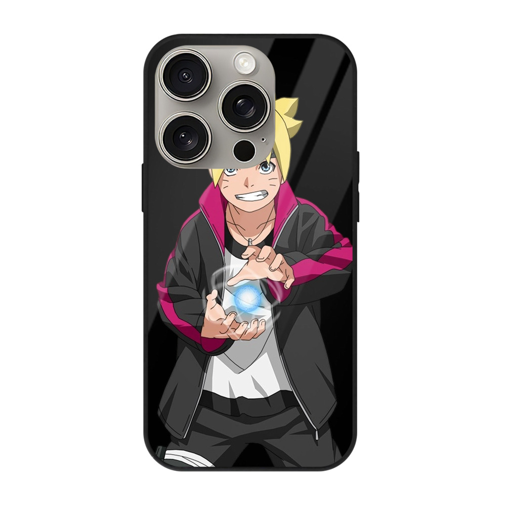 （画像用） NARUTO -ナルト- うずまき ボルト Uzumaki Boruto 【iPhone15Pro対応】スマホケース 耐衝撃＆黄変防止 背面ガラス