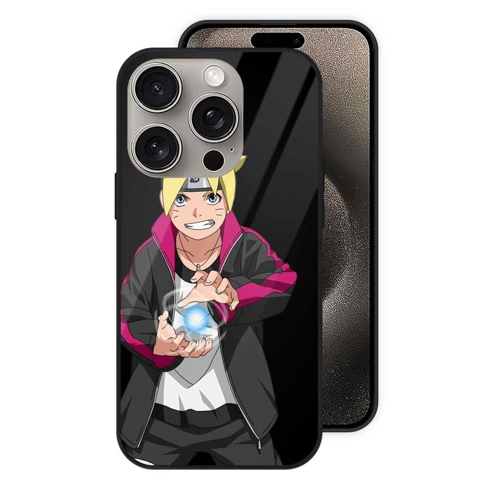 （画像用） NARUTO -ナルト- うずまき ボルト Uzumaki Boruto 【iPhone15Pro対応】スマホケース 耐衝撃＆黄変防止 背面ガラス